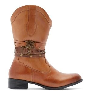 NWT Sandro Moscoloni Robin Belted Leather Boot Tan 8M